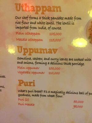 Menu at Baba's Kitchen in Hoi An