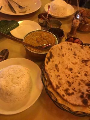Mixed vegetable curry, steamed rice and roti bread  at Baba's Kitchen in Hoi An