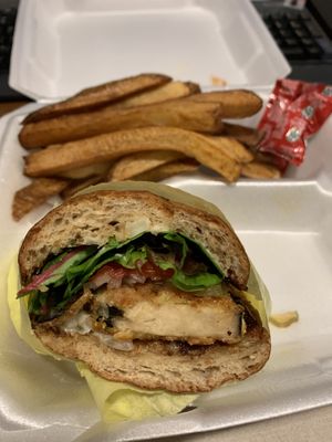 Vegan Fish Po Boy Sandwich. There were 2 pieces. I ate one before the picture was taken. 🙂  at Sankofa Kitchen in Dallas
