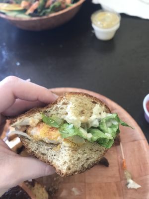 Vegan shrimp poboy with vegan tartar sauce!!! at Sankofa Kitchen in Dallas