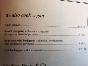 vegan menu at Bergrestaurant Seekopf in Zuers Am Arlberg