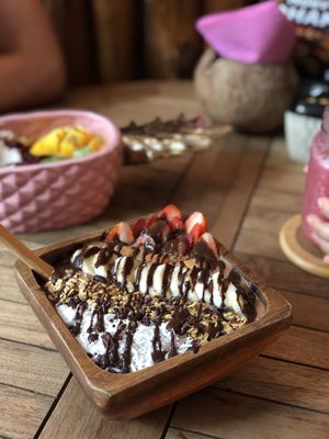 Chocolate açaí bowl  at Aloha Raw Bar in Playa Del Carmen