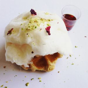 Lychee Rose waffle at Waffles & Dom in Sydney