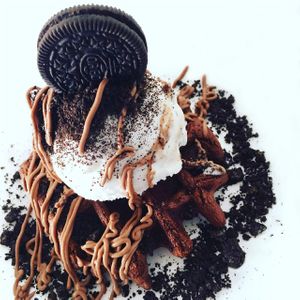 Cookies & Cream waffle at Waffles & Dom in Sydney