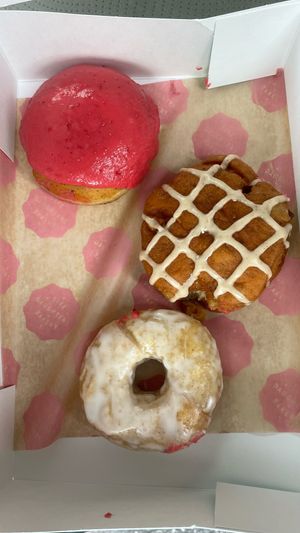 Purist, apple fritter, raspberry filled  at Five Daughters Bakery - Eastland Ave in Nashville