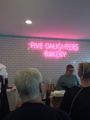 Very quick line, it looks long but it goes quickly at Five Daughters Bakery - Eastland Ave in Nashville