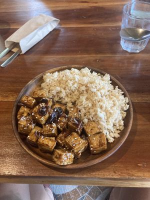 Rice bowl with tofu steak  at Seed Dreams in El Nido