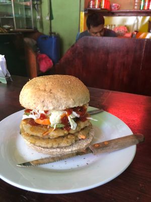 Double Decker Falafel Burger at Seed Dreams in El Nido