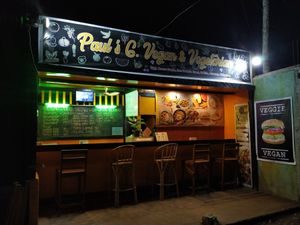 The restaurant by night at Seed Dreams in El Nido