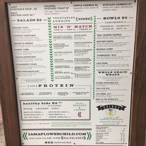 menu  at Flower Child in Dallas