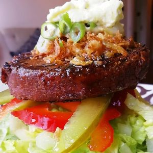 bunless burger at Hygge Food in Glasgow