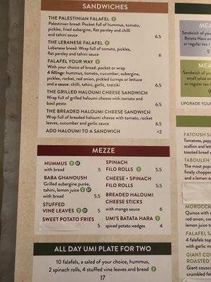 Vegan options at Umi Falafel in Cork