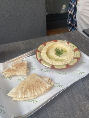 Hummus and pita  at Umi Falafel in Cork