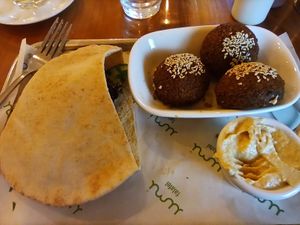 Cauliflower pitta, falafels and hummus at Umi Falafel in Cork