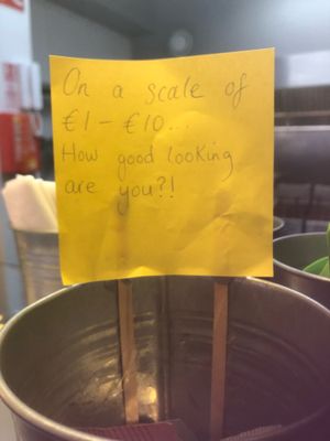 Tip box ... at Umi Falafel in Cork