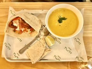 Falafel wrap w/lentil soup   at Umi Falafel in Cork