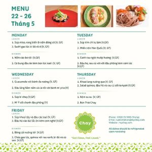 Menu of the week, it is changed weekly. Subscription link: https://goo.gl/forms/6LqHv0PEXqKvigNn1.

Đây là menu của tuần này, được thay đổi mỗi tuần. Link đăng ký: https://goo.gl/forms/6LqHv0PEXqKvigNn1. at House Of Chay in Ho Chi Minh City