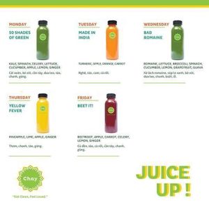 A complete nutrition meal with 2-course 5 star meal and 1 bottle of 350ml cold-pressed juice.  (190,000 VND)

There are 5 different juices, with cancer prevention and anti-aging formulas carefully researched by our Chief Scientist. 100% pure cold-pressed juice, no added water, sugar, preservative. 

This option is perfect to give a boost of energy and nutrients while not impacting your waistline. 

Subscription link: https://goo.gl/forms/6LqHv0PEXqKvigNn1 at House Of Chay in Ho Chi Minh City