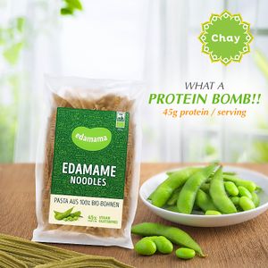High Protein Organic Edamame Noodle (V, GF)
Regular price 198.000₫

Super tasty Edamame pasta, 100% from edamame beans. A high vegan protein replacement for other carb-intense pasta and noodles. These beans naturally contain a great amount of protein, fibers and vitamins. 
EU & USDA Organic Certification
Vegan
Gluten Free
Cholesterol Free
Low carb/low GI
Nutrition profile for 100g: Fat 4g - Carb 17g - Protein 45g - Fiber 20g
Package: 200g 

WITHOUT: preservatives, artificial color and flavor, gluten, cholesterol

INGREDIENTS: 100% edamame
A SWISS PRODUCT. MADE IN CHINA. 
No testing on animal, no animal by-products.
 
INSTRUCTION:
1. Boil the water
2. Cook pasta 6-8 mins until tender, rinse under cold water
3. Serve with your favorite pasta sauce or noodle soup at House Of Chay in Ho Chi Minh City