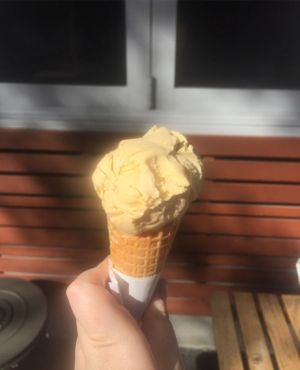 Creme brûlée flavour ice cream at Gelato 101 Vegan Artisan in Northbridge