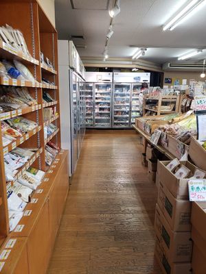 Freezers contain mostly nonveg foods. Found some soy meat, though! at Rarubatake in Sapporo