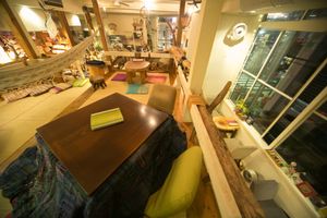 Kotatsu(Japanese leg warmer) on top! at Cafe Stay Happy in Tokyo