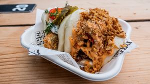 Char Siu and Fish Bao  at Eat Chay in London