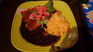 2 vegan enchiladas at Tamaliza in Sedona