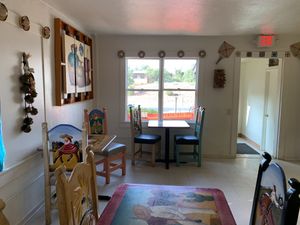 Inside seating area with window facing front garden. at Tamaliza in Sedona