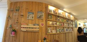 Book shelf at World Food Barn in Paris