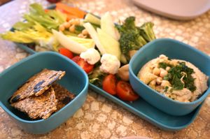 Hummus Veggie Platter at World Food Barn in Paris