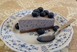 Raw - red berry cake with Blueberries on top. (Wicked!) at World Food Barn in Paris