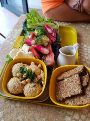 Hummus tray at World Food Barn in Paris