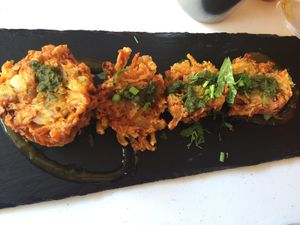Onion bhajis at Chai Wrap in South East London