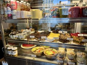 Lots yummy raw vegan cheesecakes  at Oslo Raw - Adamstuen Torg in Oslo