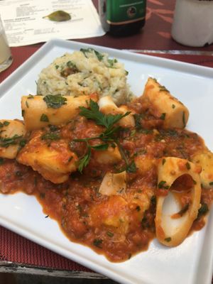 Moqueca de pupunha com banana at Dona Fulo in Guaruja