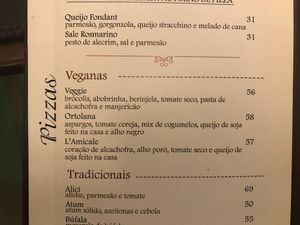 Vegan options at La Mamma Cucina in Sao Paulo