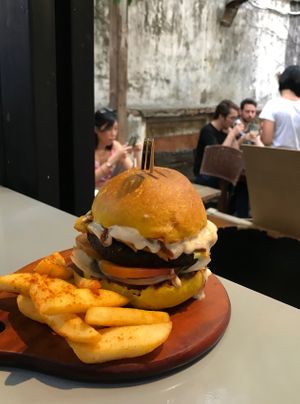 signature burger at The Organik Kitchen Saigon in Ho Chi Minh City