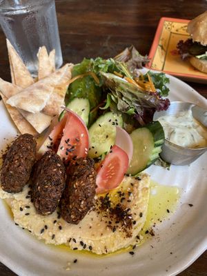 Falafel and hummus plate  at The Organik Kitchen Saigon in Ho Chi Minh City