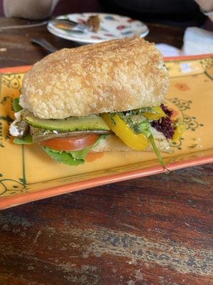 Half of the ciabatta sandwich   at The Organik Kitchen Saigon in Ho Chi Minh City