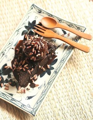 Warm vegan black bean brownie on sweet potato with cold nice cream - super yum! at The Organik Kitchen Saigon in Ho Chi Minh City