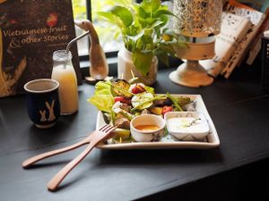 - Vegetarian food 
- Menu changing daily
- Healthy smoothies
- Coffee (Italian and traditional Vietnamese)
- Relax Tea set
- Nutritious bean milks at The Organik Kitchen Saigon in Ho Chi Minh City