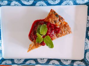 Banana bread with raspberry jams at The Organik Kitchen Saigon in Ho Chi Minh City