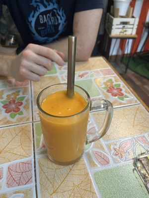 Mango turmeric smoothie   at Khun Kae's Juice Bar in Chiang Mai