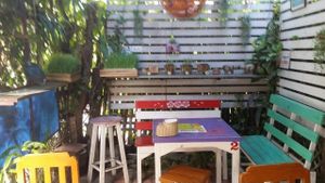 inside seating at Khun Kae's Juice Bar in Chiang Mai