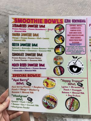 Menu  at Khun Kae's Juice Bar in Chiang Mai