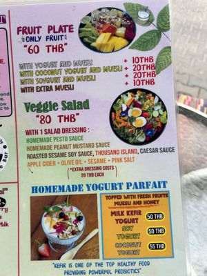 Menu  at Khun Kae's Juice Bar in Chiang Mai