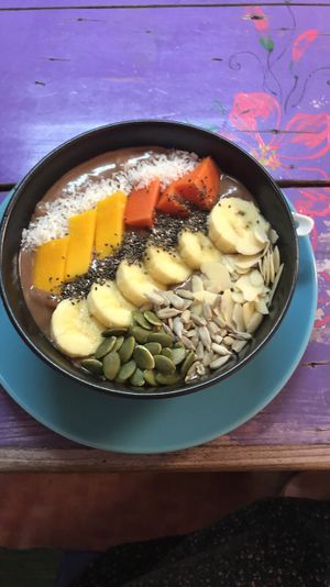 Choclate smoothie bowl at Khun Kae's Juice Bar in Chiang Mai