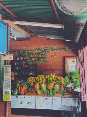 The bar at Khun Kae's Juice Bar in Chiang Mai