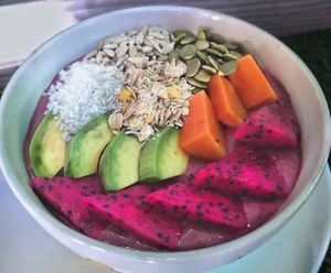 Mixed Berry smoothie bowl at Khun Kae's Juice Bar in Chiang Mai